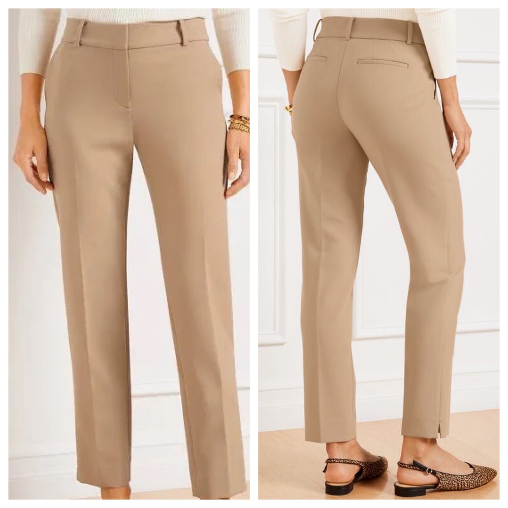 NWT TALBOTS HAMPSHIRE STRAIGHT STRETCH ANKLE PANTS 16 RATTAN CAMEL